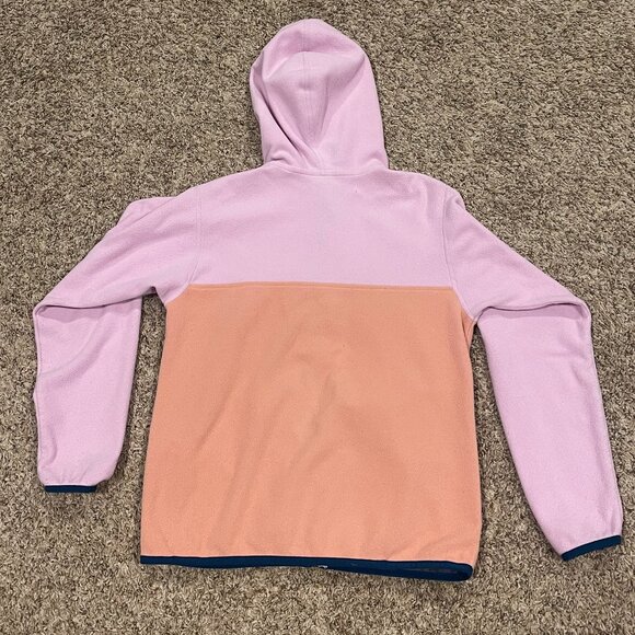 Patagonia Kids Micro D Snap-T Full Zip Hooded Fleece Jacket Pink/Orange Sz L 12 - Picture 4 of 9